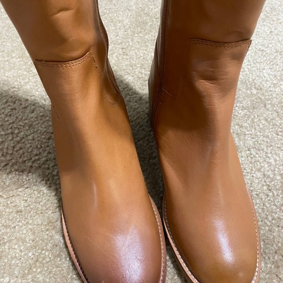 J. Crew Knee-high stacked-heel boots in leather BJ870 brown - Picture 9 of 11